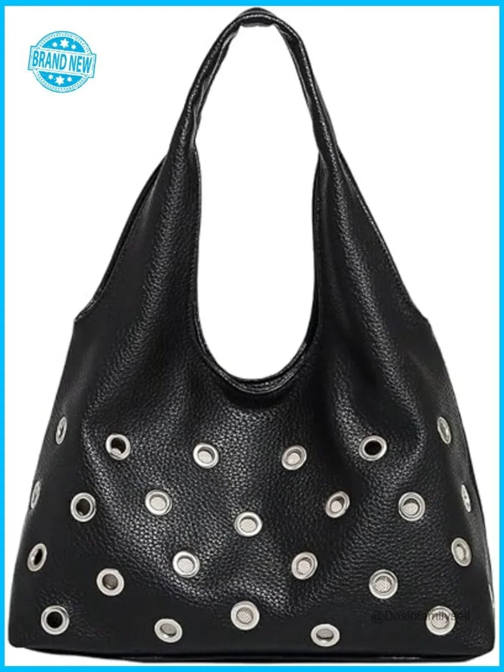 Faux Leather Hobo Bag Punk Y2K Double Handle Shoulder Bag Medium Size